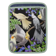 Cockatiels in Forget Me Nots iPad Rickshaw Sleeve Sleeves For iPads