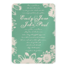 Cockatoo Aqua Turquoise Vintage Flower Weddings Custom Invitation