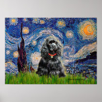 Cocker (black) - Starry Night Print