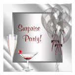 Cocktail Balloons Red Surprise Birthday Party Custom Announcement