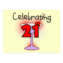Cocktail Celebrating 21 Tshirts and Gifts Post Cards