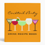 Cocktail Party Drink Recipe Book Vinyl Binders