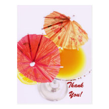 Cocktail party drink with paper umbrellas postcard