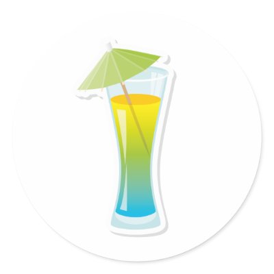 Cocktail with umbrella round stickers by Zandiepants