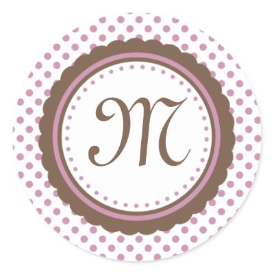 Cocoa and Pink Polka Dots Monogram Initial Sticker by Just_Stickers