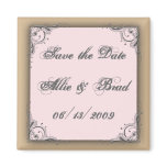 Cocoa brown and pink save the date refrigerator magnets