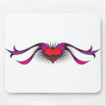 Coeur avec la conception de tatouage de rubans tapis de souris