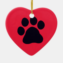 Coeur avec l'empreinte de patte décorations pour sapins de noël