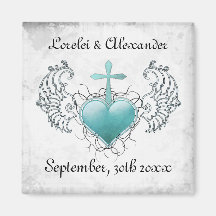Coeur bleu en cristal fidèle magnets pour réfrigérateur