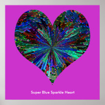 Coeur bleu superbe d'étincelle posters