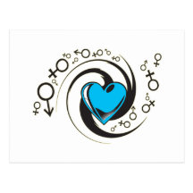 Coeur bleu tribal et symboles cartes postales