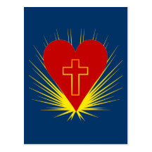 Coeur brillant avec la croix sur des T-shirts, plu Cartes Postales