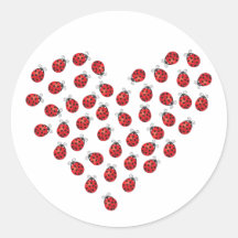 Coeur d'amour de coccinelle autocollants