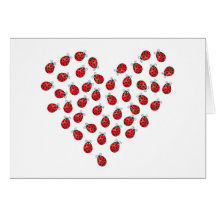 Coeur d'amour de coccinelle carte de vœux