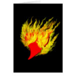 Coeur dans les flammes carte de vœux