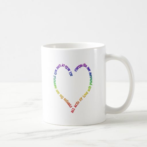 coeur d'arc-en-ciel d'amour et de plaisir tasses à café