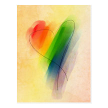 Coeur d'arc-en-ciel d'aquarelle cartes postales