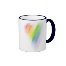 Coeur d'arc-en-ciel d'aquarelle tasse à café