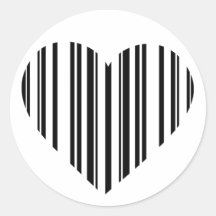 Coeur de code barres autocollant rond
