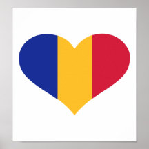 Coeur de drapeau de la Roumanie Posters