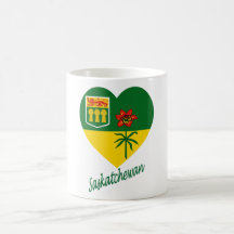 Coeur de drapeau de Saskatchewan avec le nom Tasses À Café