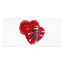 Coeur de l'amour #8 de singe de chaussette vous êt cartes de vœux avec photo