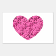Coeur de marbre rose sticker en rectangle