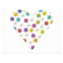 Coeur de motif de fleur cartes postales