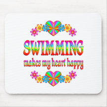Coeur de natation heureux tapis de souris