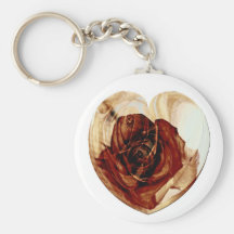 Coeur de rose porte-clefs