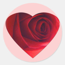 Coeur de Rose-Valentine Autocollants Ronds