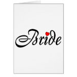 Coeur de rouge de manuscrit de jeune mariée cartes de vœux