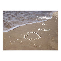 Coeur de Shell sur le sable - horizontal Faire-part