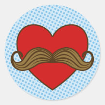 Coeur de Valentine de moustache Autocollants