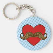 Coeur de Valentine de moustache Porte-clé