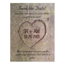 Coeur découpé dans l'arbre, nature romantique fait cartes postales