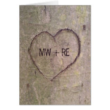 Coeur découpé dans un arbre Valentine Cartes De Vœux