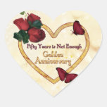 Coeur d'or de 50 anniversaires adhésif