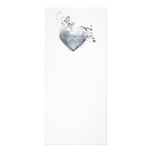 Coeur en filigrane argenté et roses blancs carte double en  couleur