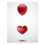 Coeur et ballon carte postale
