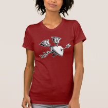 Coeur et roses avec des gris d'épines t-shirts
