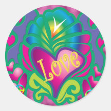 Coeur floral psychédélique adhésif