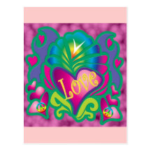 Coeur floral psychédélique cartes postales