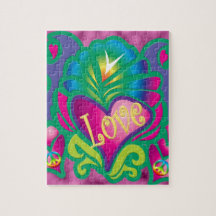 Coeur floral psychédélique puzzle