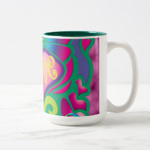 Coeur floral psychédélique tasse à café