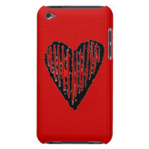 Coeur gravé rayé rouge étui iPod touch