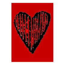 Coeur gravé rayé rouge modèles de cartes de visite