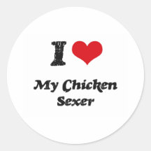 Coeur I mon poulet Sexer Adhésifs Ronds