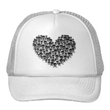 Coeur noir de crâne casquettes