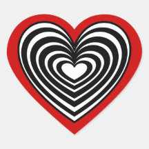 Coeur noir et par blanc rayé autocollants
